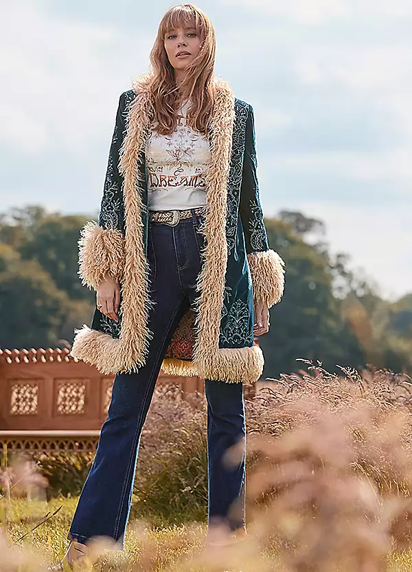 Boutique-Boho-Embroidered-Shaggy-Faux-Fur-Trim-Coat-by-Joe-Browns~12H283FRSP